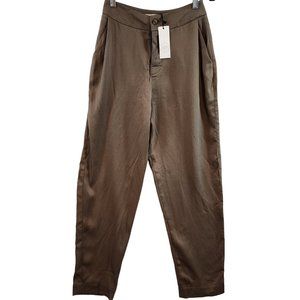 Hackwith Design House 100% Tencel Pants Ultra High Rise Button Fly Trouser Pants